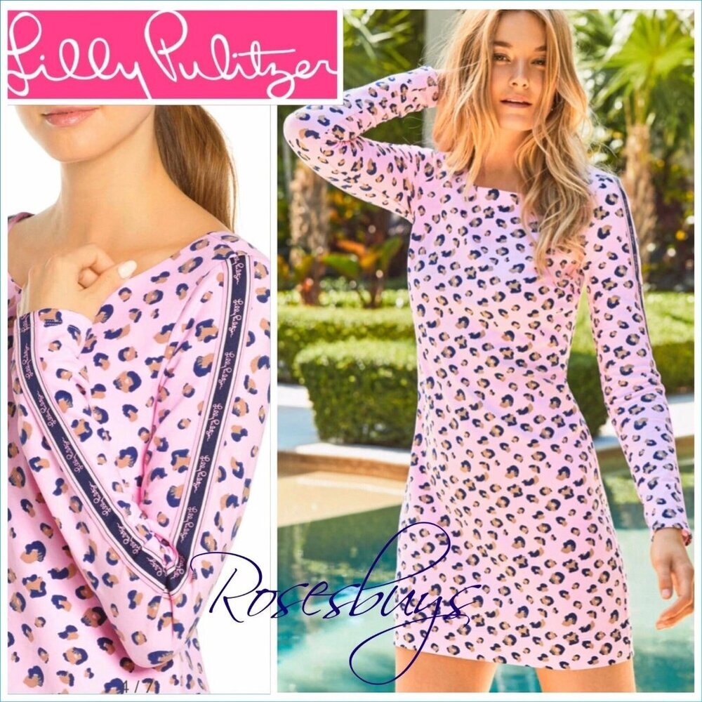 Lilly Pulitzer Beline Dress XXS in Pink Blossom Seeing Spots Long‎ Sleeve Mini